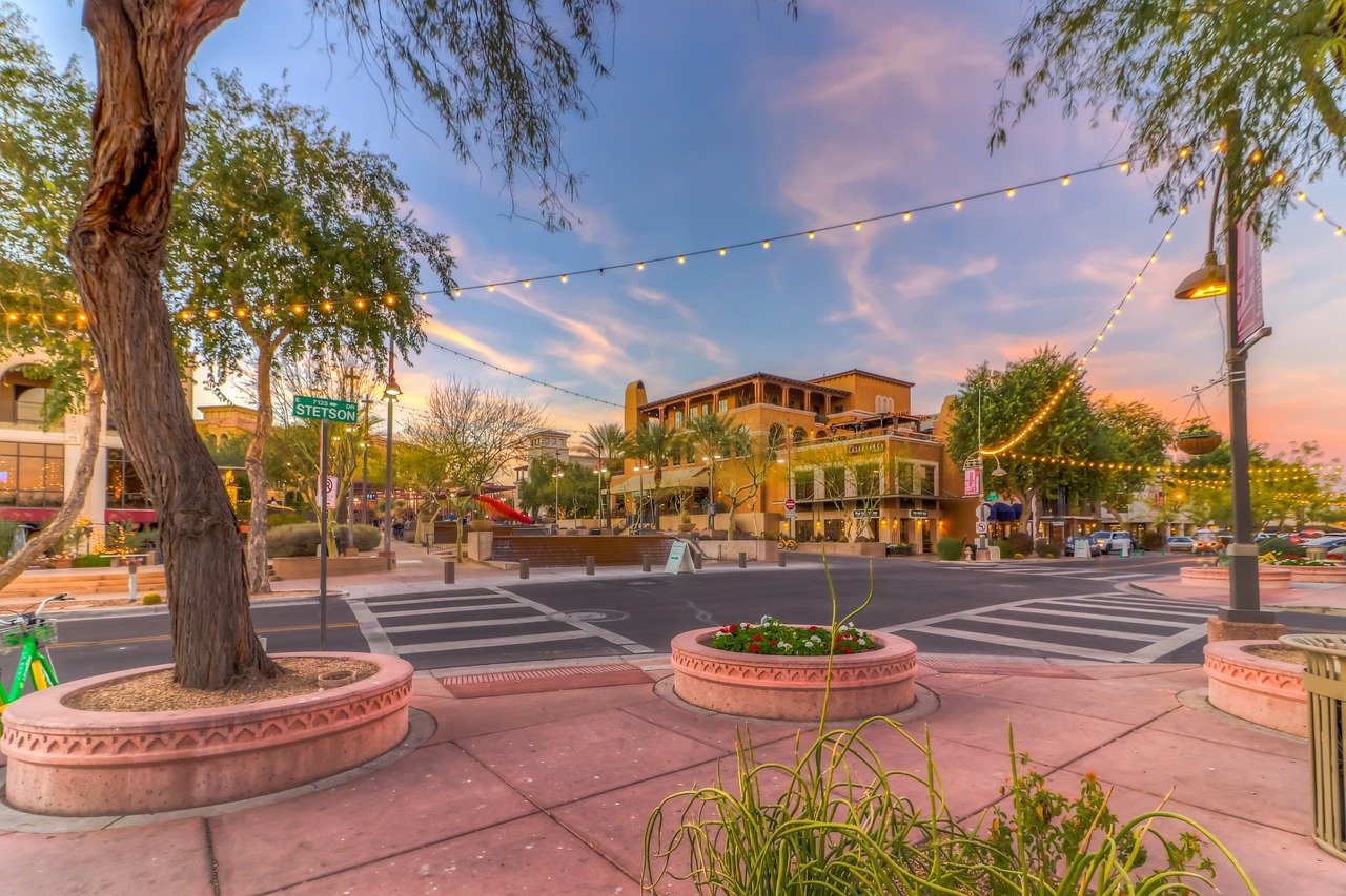 Downtown Scottsdale lit up for events